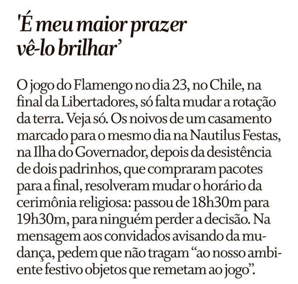 Nota publicada no Ancelmo Gois