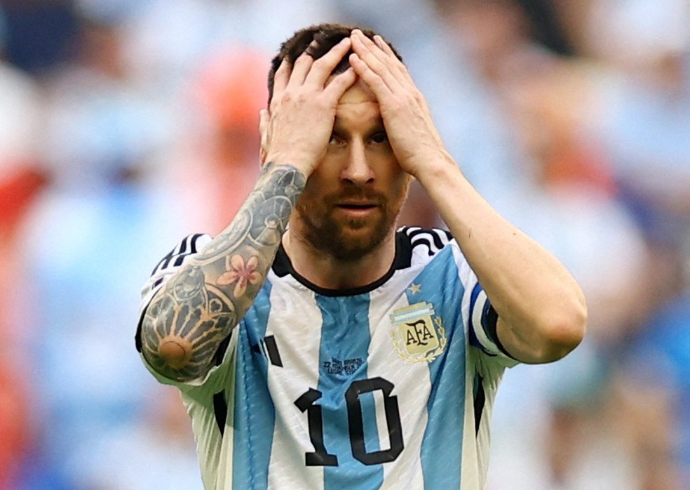 Messi durante partida entre Argentina x Arábia Saudita na Copa do Catar — Foto: Hannah Mckay/Reuters