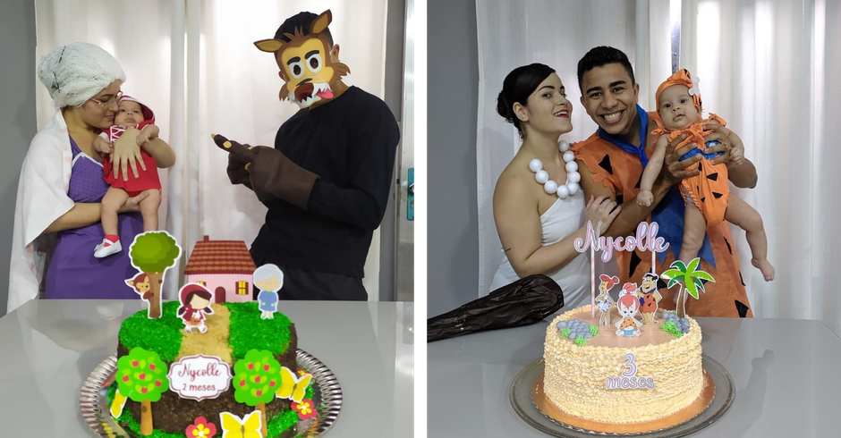 Nos primeiros quatro meses de vida de Nycolle, a família já preparou festas com os temas "Chaves", "Os Simpsons", "Sítio do Picapau Amarelo" e "Os Flintstones" (Foto: Reprodução/Instagram)