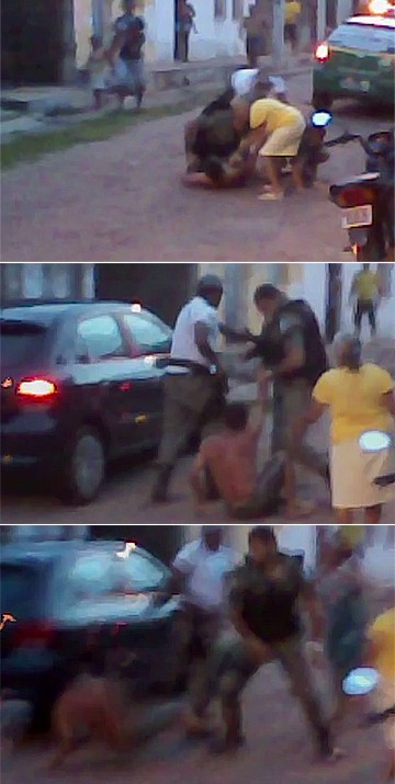Video mostra policial agredindo uma pessoa (Foto: Reprodução/Youtube)