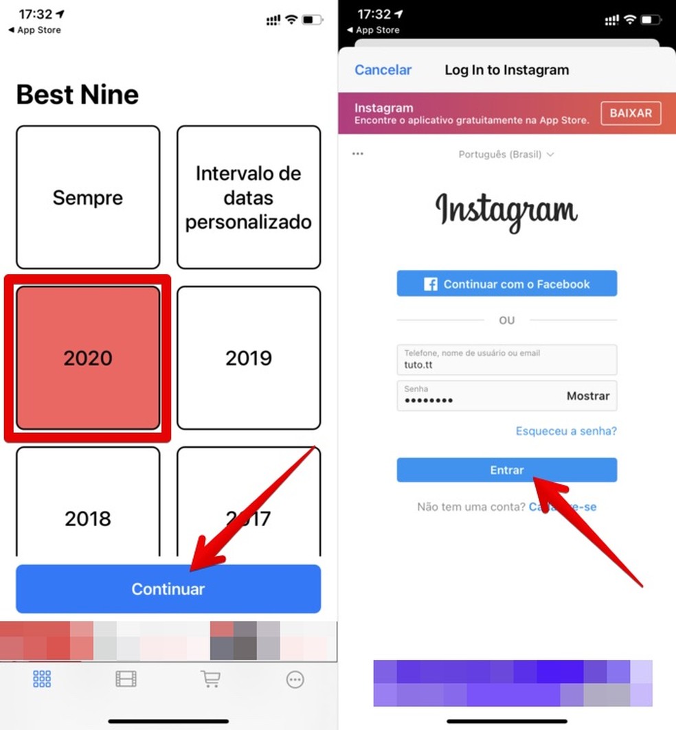 Faça login na sua conta do Instagram — Foto: Reprodução/Helito Beggiora