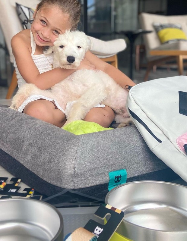 Sophia Valdetaro, de 5 anos, e o cãozinho Denver Lindo (Foto: Reprodução/Instagram)