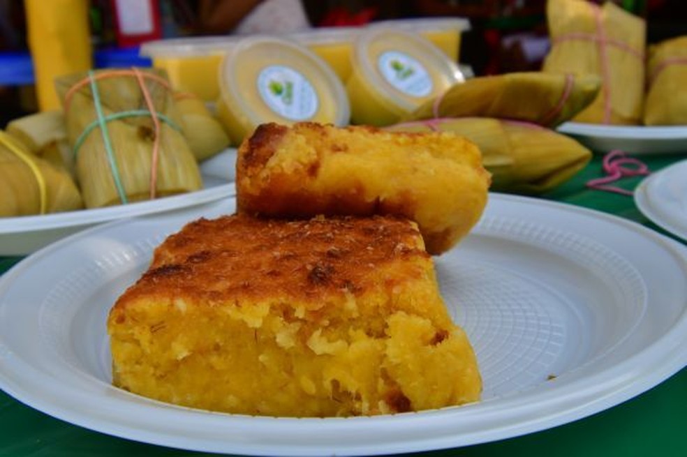 Boldo de milho e curau fazem parte do menu no Festival da Pamonha na Comunidade Rio dos Peixes em Cuiabá (MT)  — Foto: Davi Valle/Prefeitura de Cuiabá