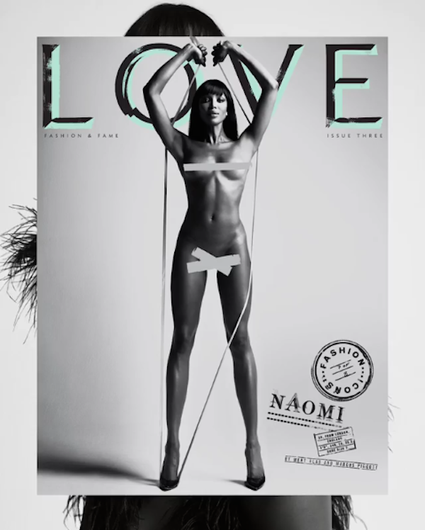 Um registro do ensaio da modelo Naomi Campbell para a revista Love (Foto: Divulgação)