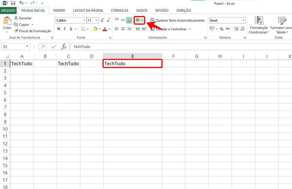 Excel tem função própria para colocar texto na vertical — Foto: Reprodução/Rodrigo Fernandes