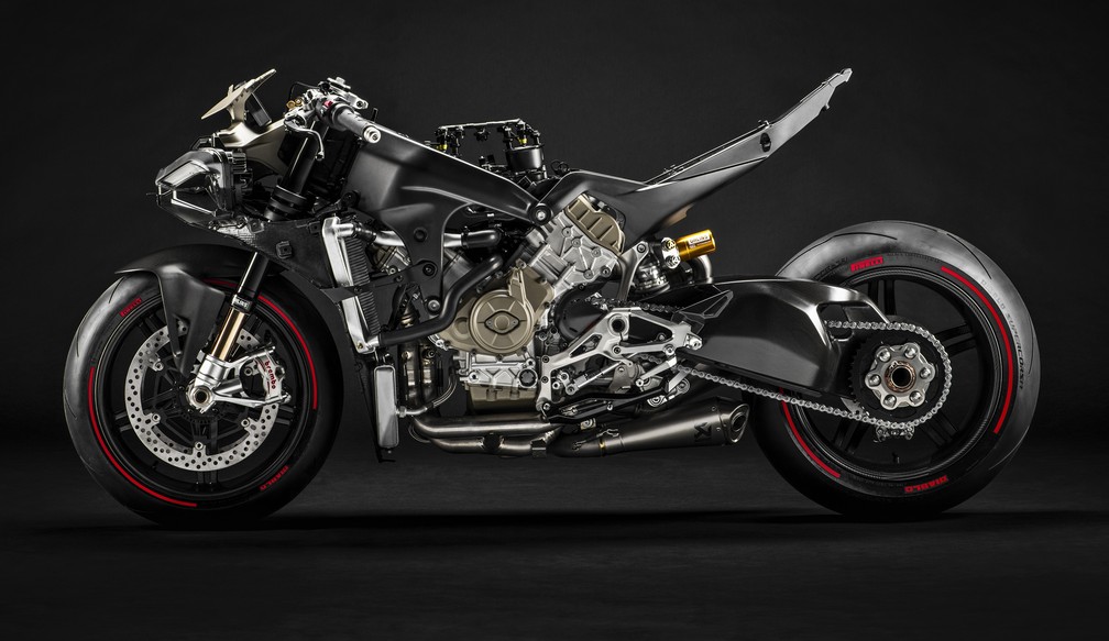 Chassi da Ducati Superleggera V4 tem fibra de carbono — Foto: Divulgação