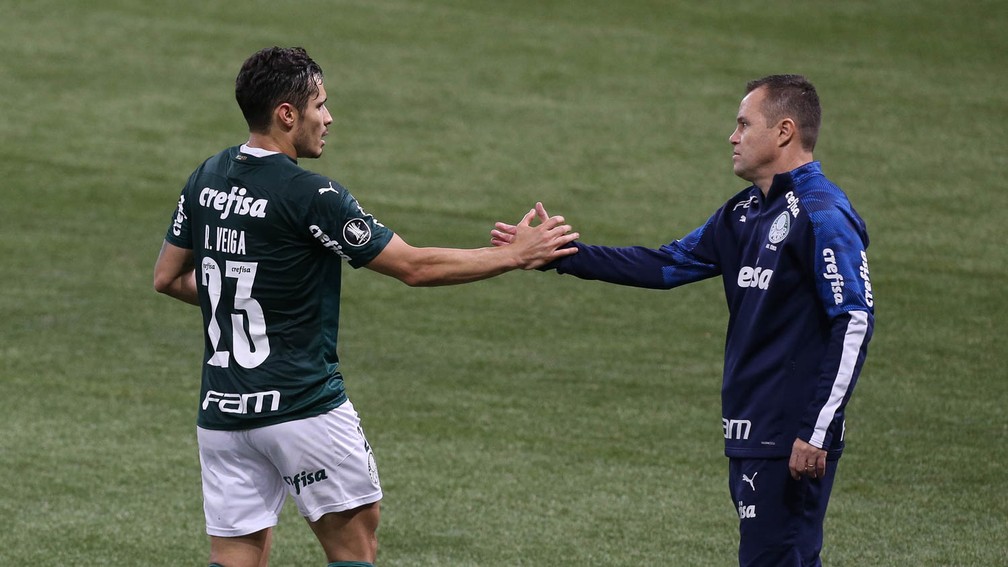 Andrey Lopes e Raphael Veiga na vitória do Palmeiras contra o Tigre — Foto: Cesar Greco / Ag. Palmeiras