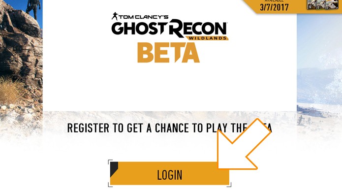 Clique no botão para começar sua inscrição na beta de Ghost Recon: Wildlands (Foto: Reprodução/Rafael Monteiro)