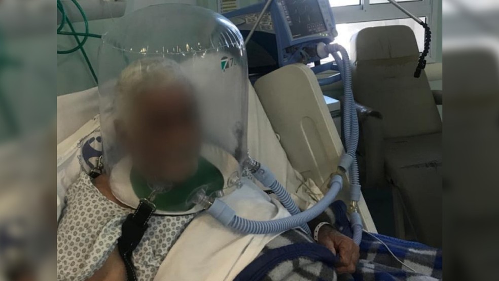 Hospitais de Curitiba estão usando o capacete para ajudar pacientes com Covid-19. — Foto: Divulgação