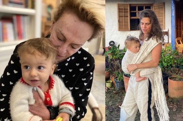 Mariana Maffei mostra Ana Maria Braga com o neto, Varuna, e posa com o menino no meio rural (Foto: Reprodução/Instagram)