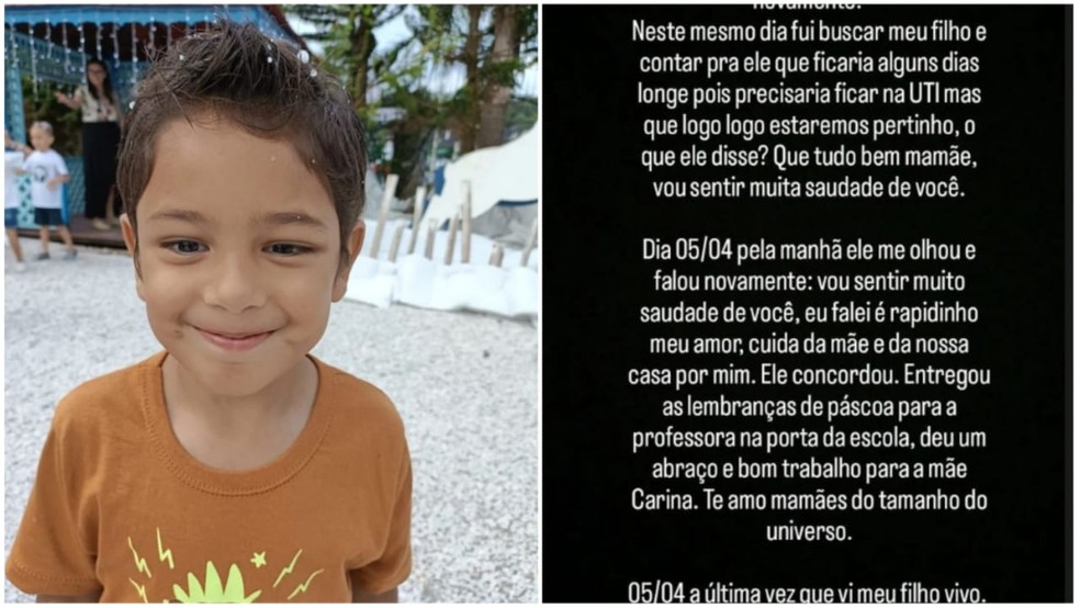 Uma das mãe de Enzo faz relato sobre último dia do filho — Foto: Reprodução/Redes sociais