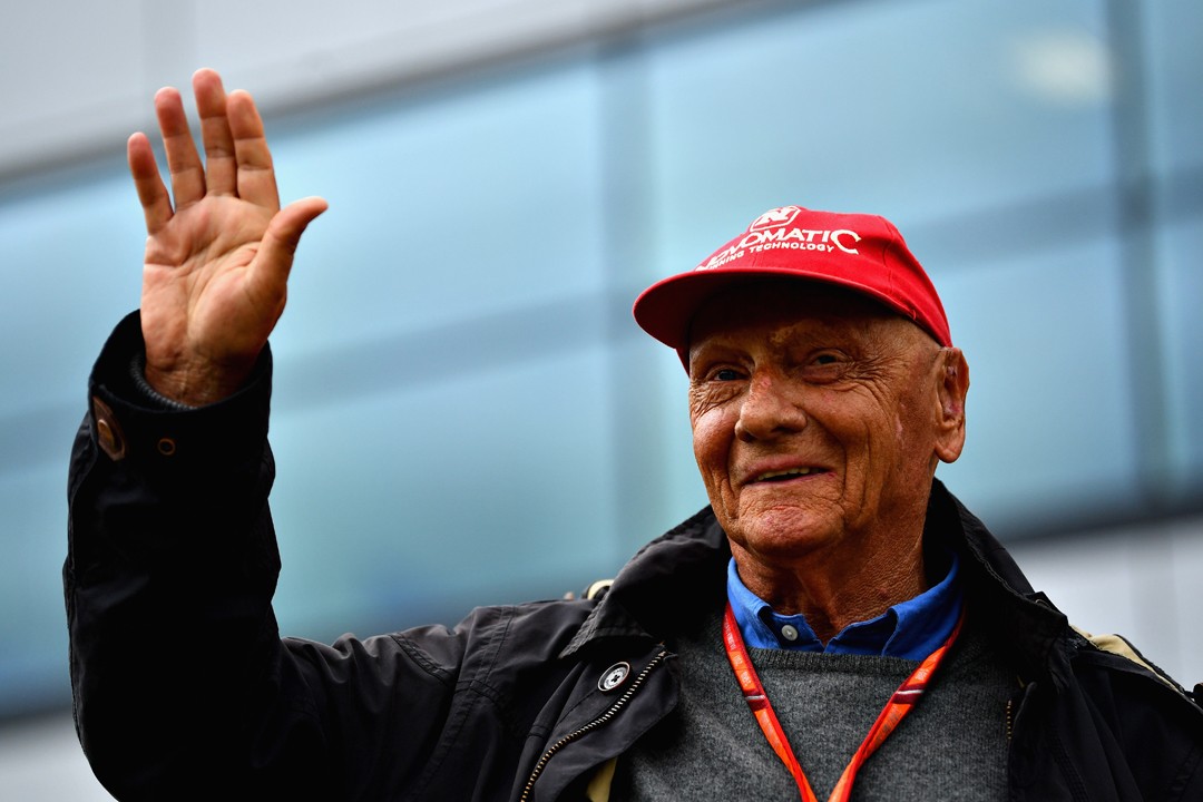 Niki Lauda, lenda da Fórmula 1, durante o GP da Grã Bretanha em 2017 (Foto: Getty Images /  Dan Mullan)