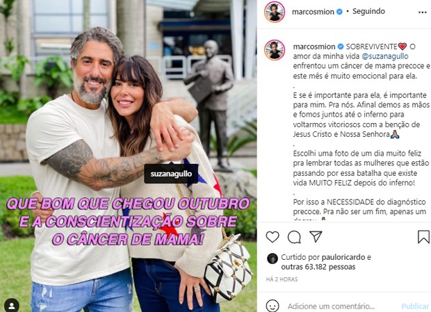 Marcos Mion relembra câncer da mulher, Suzana Gullo (Foto: Reprodução/Instagram)