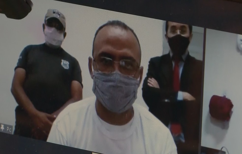 Vereador suspeito de assalto toma posse por videoconferência em presídio, na Paraíba — Foto: Beto Silva/TV Paraíba