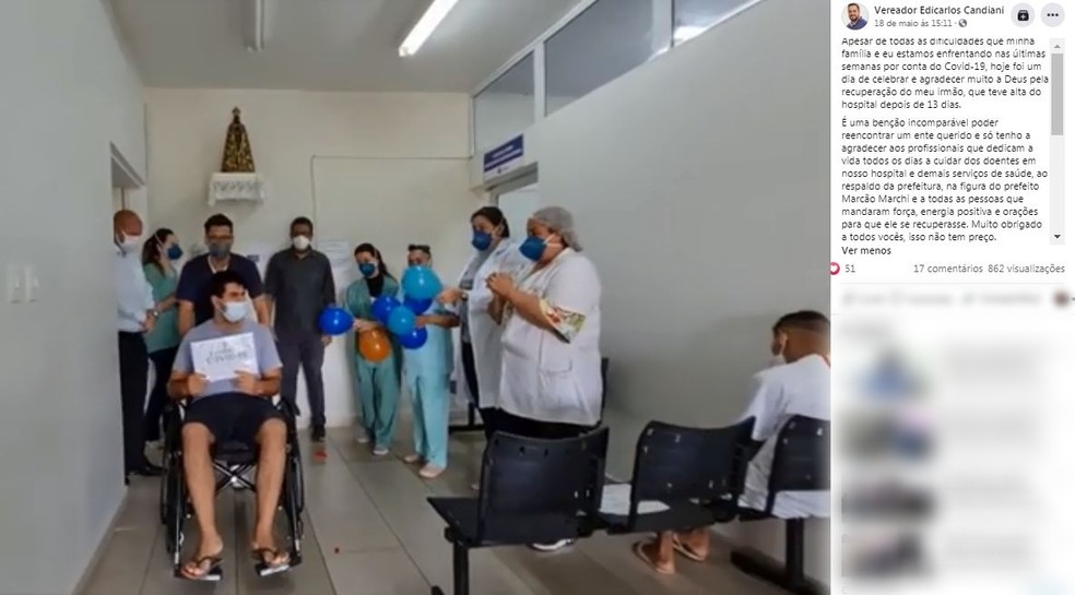 Presidente da Câmara de Itupeva comemorou cura do irmão da Covid semanas antes de morrer pela doença — Foto: Reprodução/Facebook