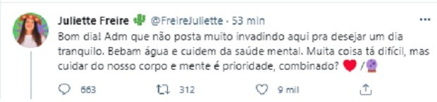 Equipe de Juliette evita comentar confusão sobre bolo de chocolate (Foto: Reprodução/Twitter)