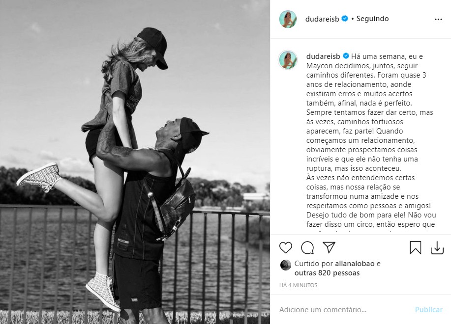 Duda Reis falou sobre o fim de seu noivado com Nego do Borel (Foto: Reprodução/Instagram)
