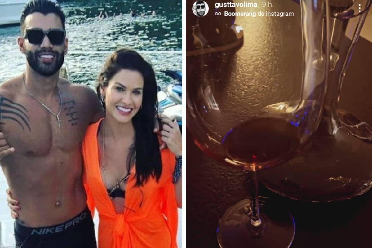 Gusttavo Lima posta foto de taças de vinho e fãs suspeitam de comemoração com Andressa Suita (Foto: Reprodução/Instagram)