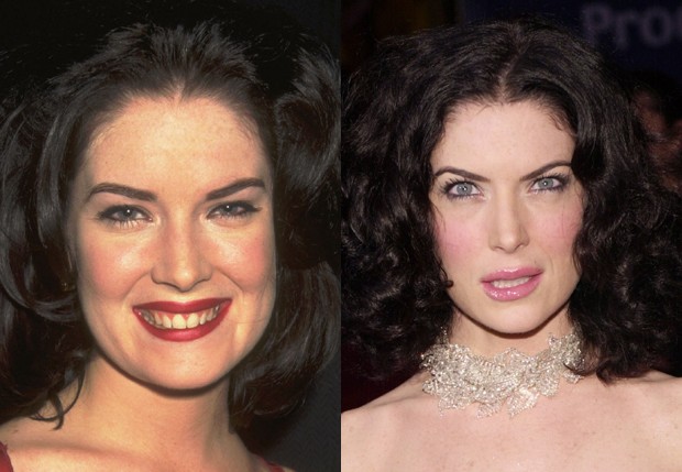 Lara Flynn Boyle em 1999 e em 2001 (Foto: Getty Images)