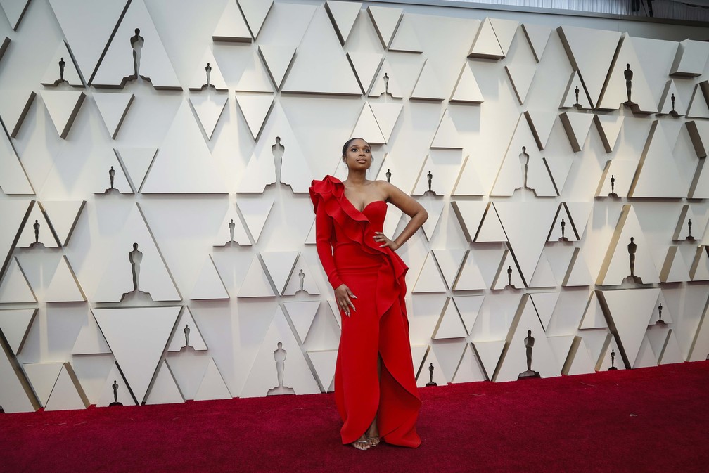 A atriz e cantora Jennifer Hudson no tapete vermelho do Oscar 2019 â€” Foto: Mario Anzuoni/Reuters