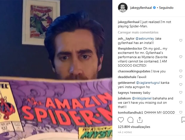 Jake Gyllenhaal será Mysterio em Homem-Aranha: Longe de Casa (Foto: Reprodução/Instagram)