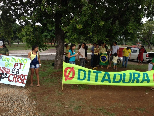 Protesto que pede o impeachment da presidente Dilma Rousseff começou na Praça dos Girassóis (Foto: Patrício Reis/G1)