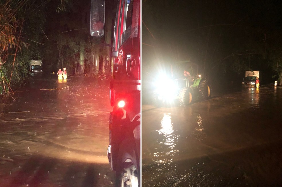 Família foi resgatada depois de ser arrastada por correnteza em Avaré — Foto: Polícia Militar/Divulgação