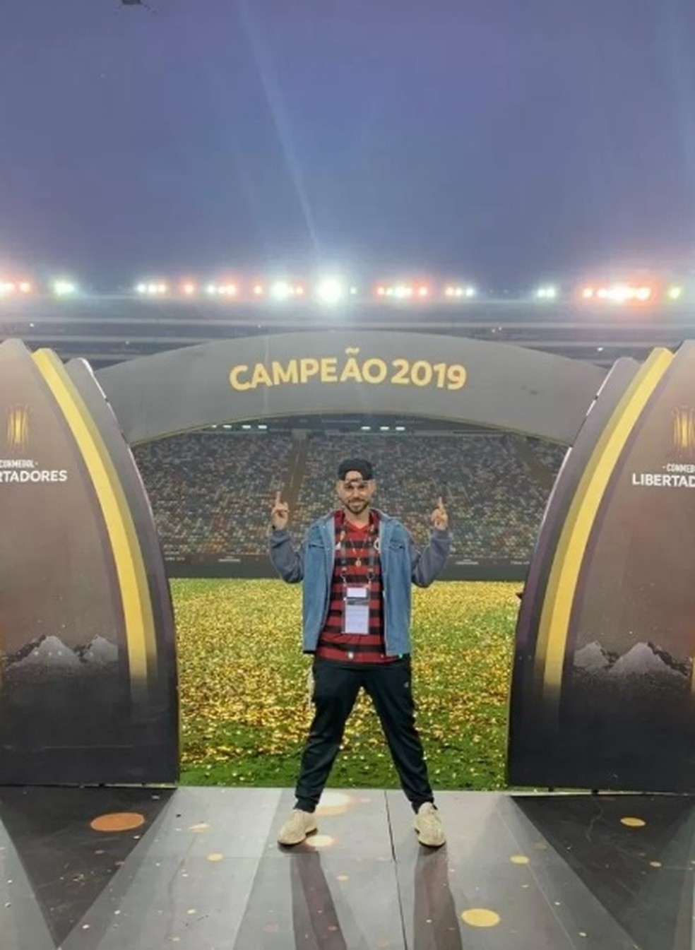 Papatinho em Lima, na conquista da Libertadores de 2019 do Flamengo — Foto: Arquivo pessoal