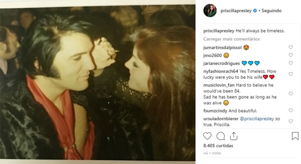 Priscilla Presley e Elvis Presley (Foto: Reprodução/Instagram)