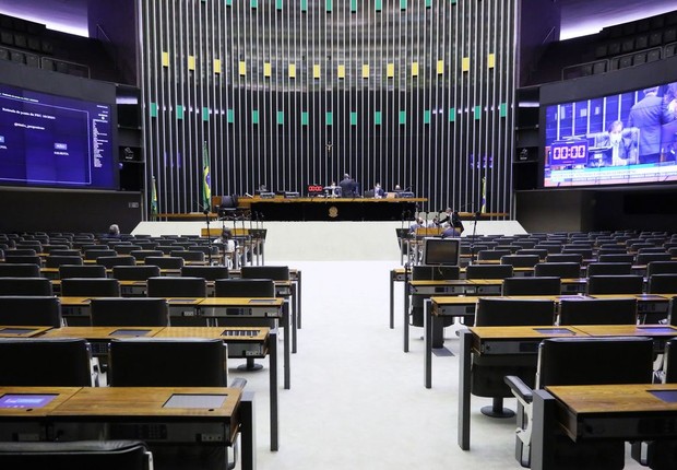 Plenário da Câmara dos Deputados, vazio por conta da pandemia do novo coronavírus (Foto: Câmara dos Deputados)