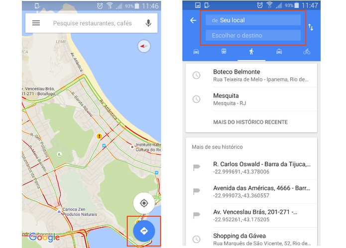 Acesse o recurso de rotas do Google Maps no Android (Foto: Reprodução/Barbara Mannara)
