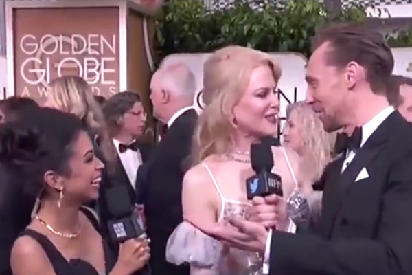 A atriz Nicole Kidman interrompe a entrevista de Tom Hidleston (Foto: Reprodução)