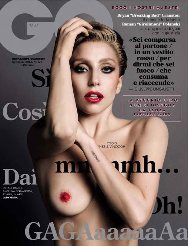 Lady Gaga nua na capa da GQ Itália de novembro (Foto: Divulgação)