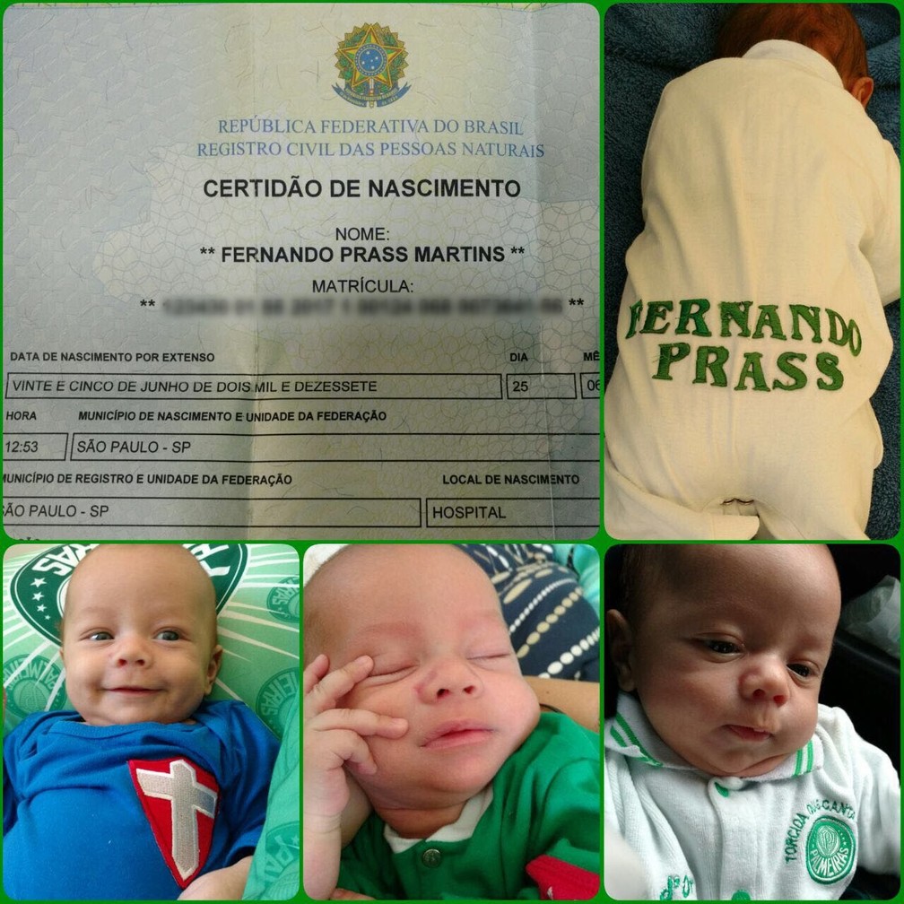 Luara Guedes batizou o filho com o nome de Fernando Prass — Foto: Arquivo pessoal