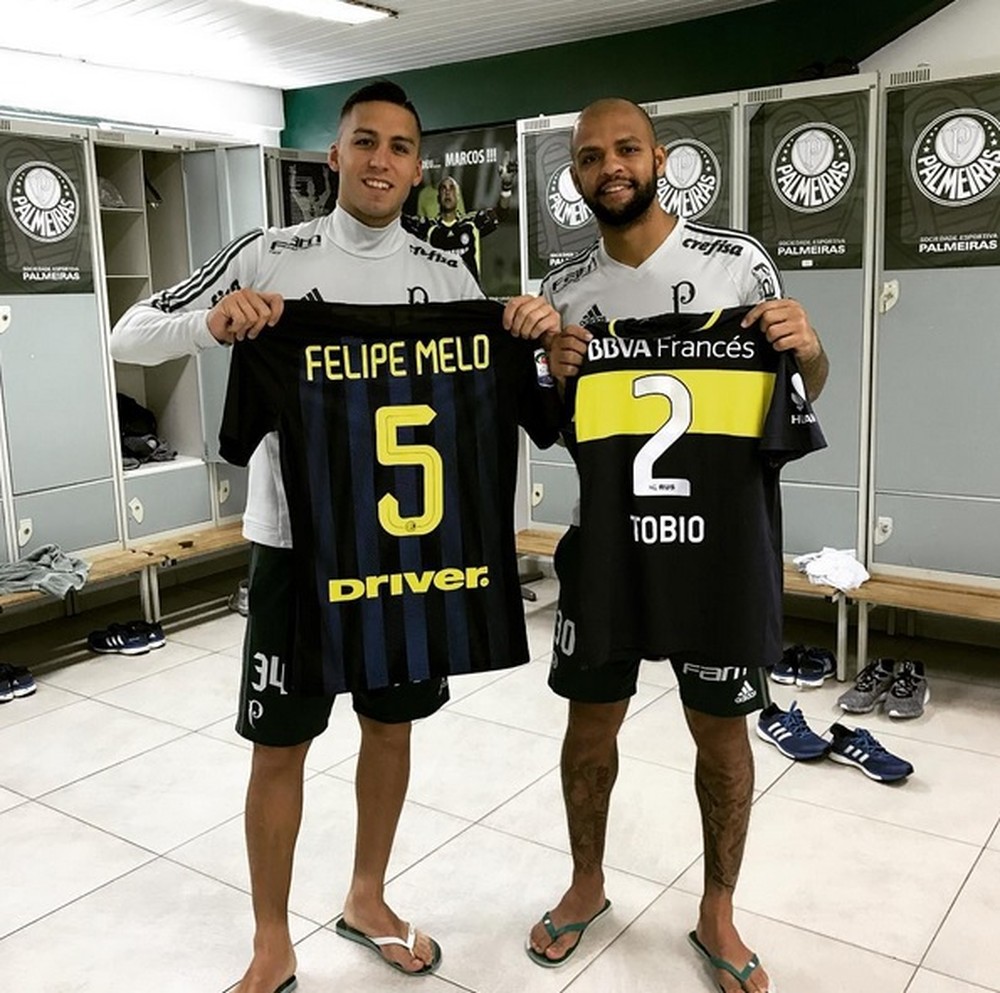  De volta ao Palmeiras, Fernando Tobio posta foto ao lado de Felipe Melo