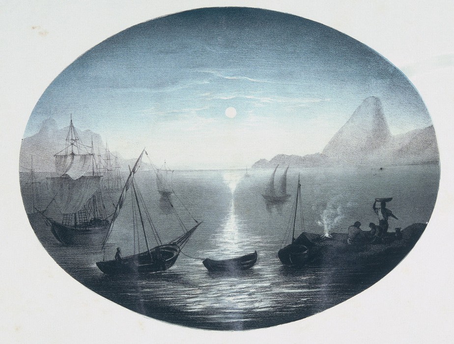 'Entrada da Baía de Guanabara', litografia de Sébastien Auguste Sisson (1824-1898)