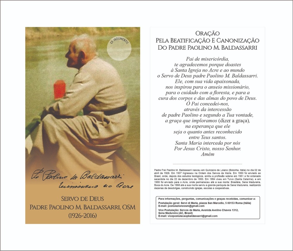 Oração pela beatificação e canonização do padre Paulino  — Foto: Arquivo