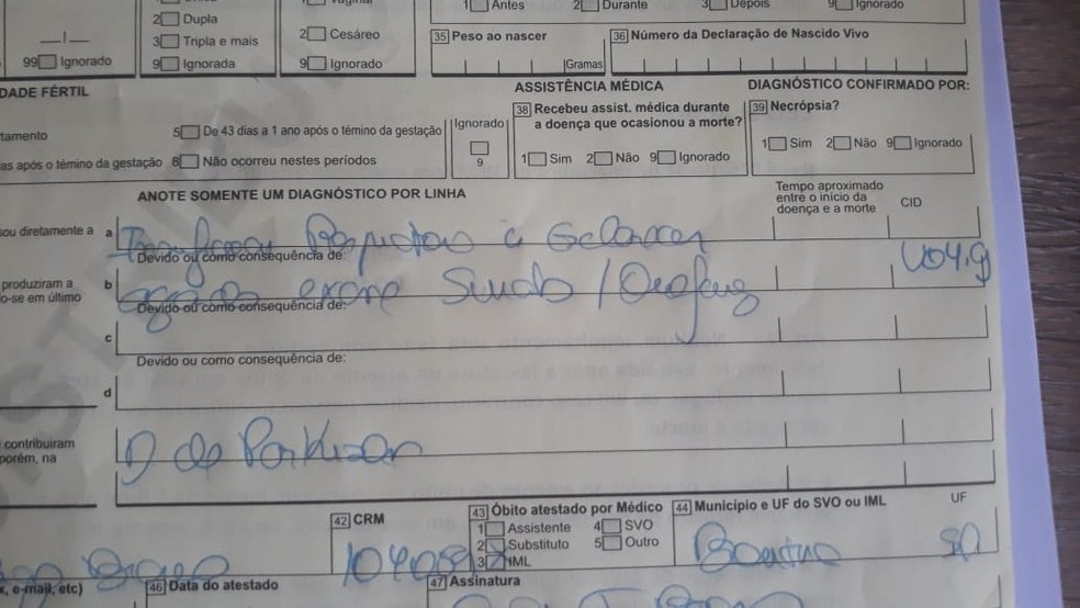Entre as causas prováveis da morte o Hospital São Luiz, de Boituva (SP) não considerou a Covid-19 — Foto: Arquivo pessoal