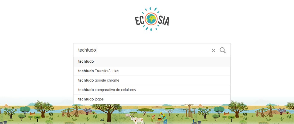 Ecosia: buscador promete platar árvores com lucro gerado por pesquisas — Foto: Reprodução/TechTudo