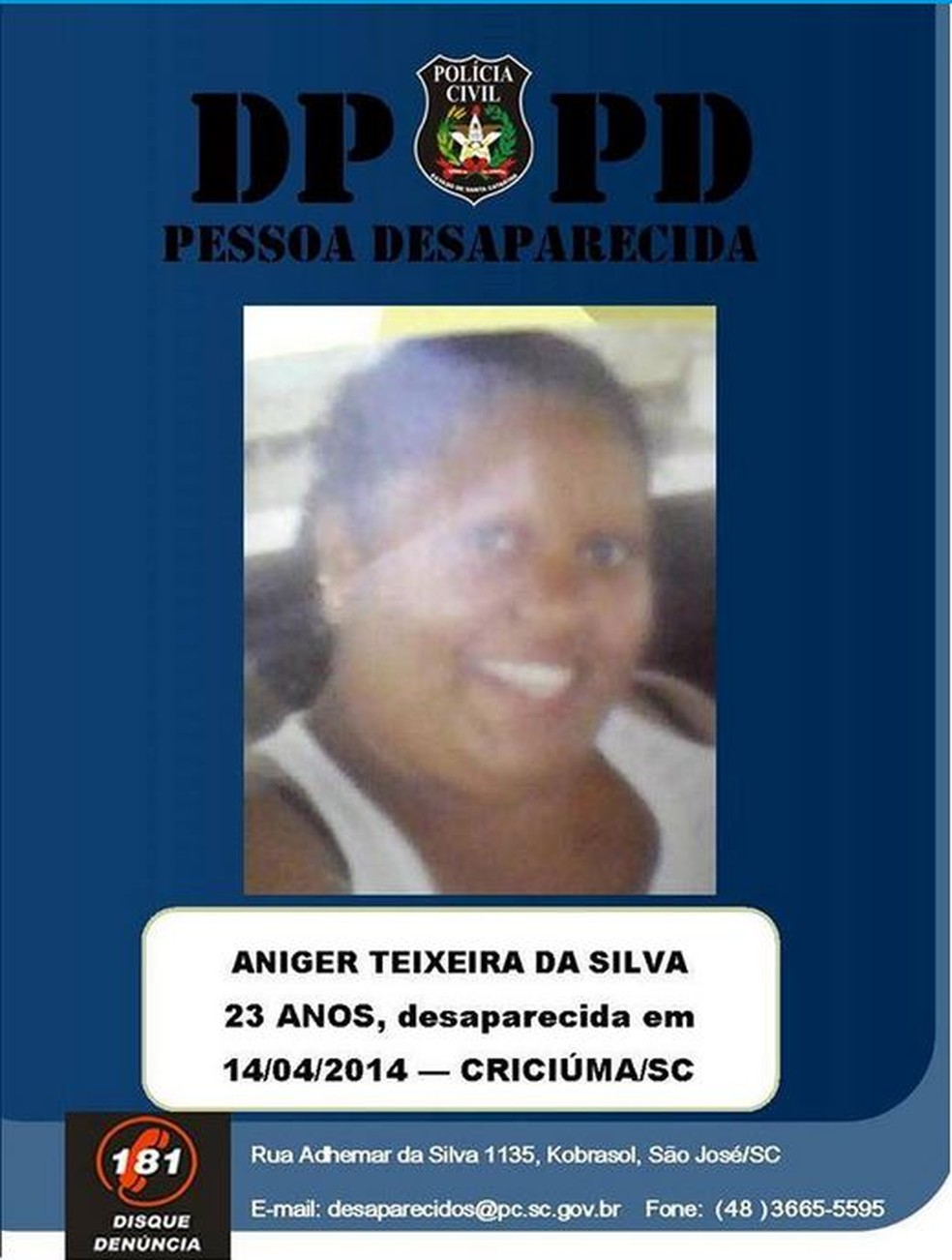 Aniger Teixeira da Silva desapareceu em abril de 2014 — Foto: DPPD/Divulgação