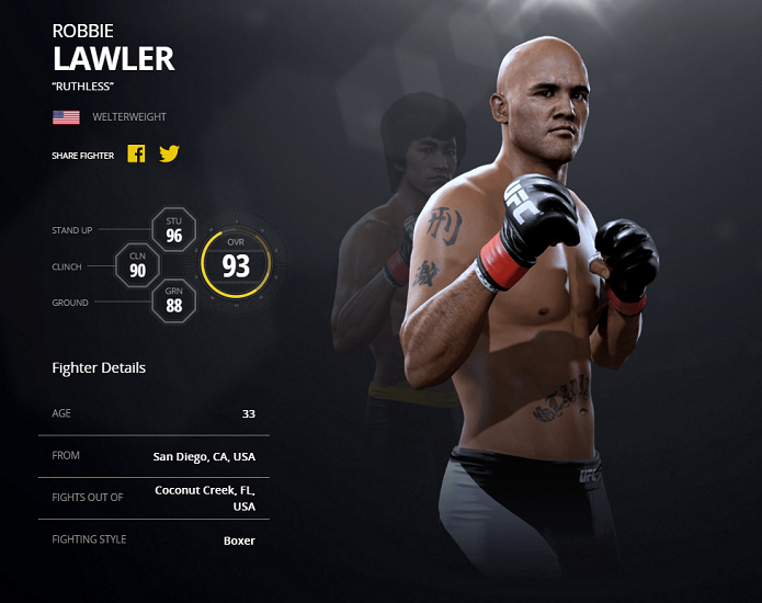 Campeão meio-médio, Lawler tem 93 pontos no UFC 2 (Divulgação/EA Sports UFC)