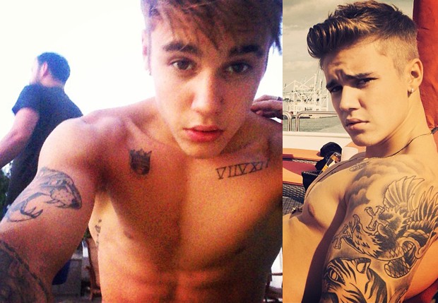 Bieber em julho de 2013 e mais musculoso em abril de 2014 (Foto: Reprodução/Instagram)