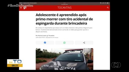 g1 Tocantins: Adolescente é apreendido após morte de primo por tiro acidental