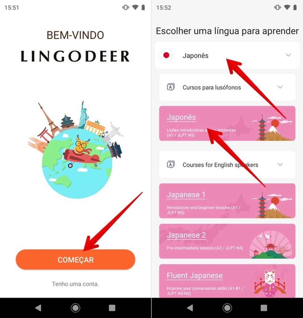 Aula de japonês: app traz lições que ensinam como falar japonês — Foto: Reprodução/Helito Beggiora