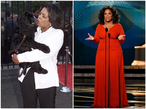 Oprah Winfrey em 2000 e 2008 (Foto: Getty Images)