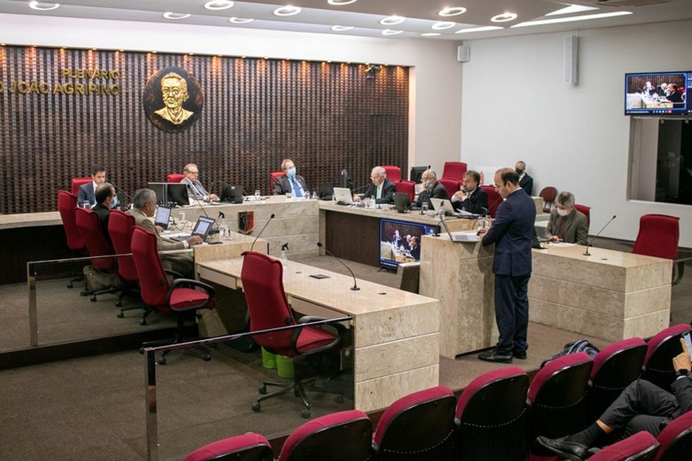 Sessão do TCE em que as contas de 2020 de João Azevêdo foram analisadas — Foto: Divulgação/TCE-PB