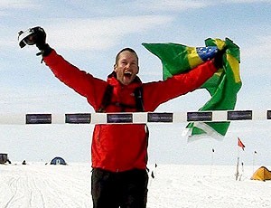 Bernardo Fonseca na Maratona do Gelo, na Antártida (Foto: TV GLOBO)