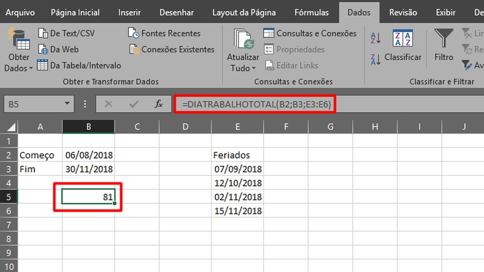A formula apresentará imediatamente os resultados  (Foto: Reprodução/Daniel Ribeiro)