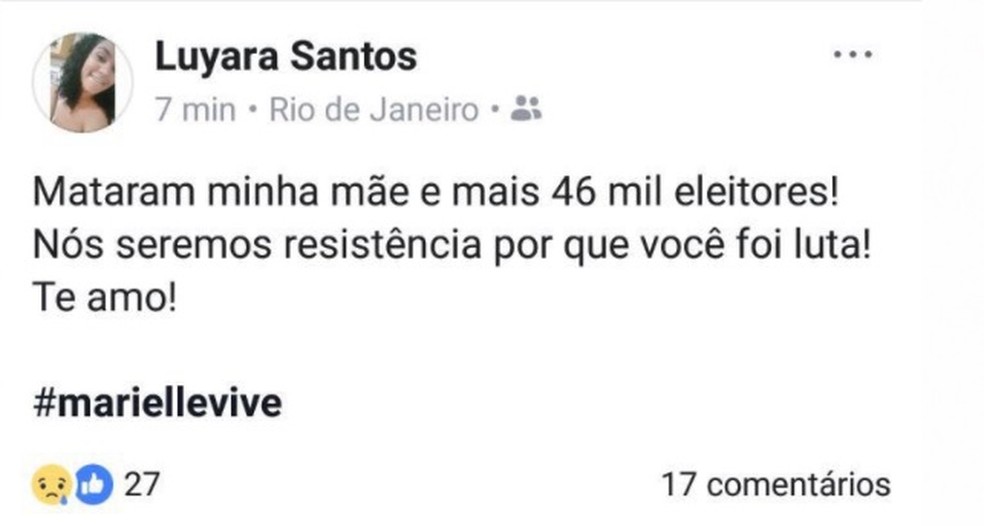 Luyara Santos postou mensagem na tarde desta quinta-feira (15). (Foto: ReproduÃ§Ã£o/Facebook)