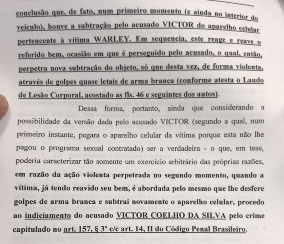 Detalhe do inquérito do caso Warley (Foto: Delegado Diego Garcia/Polícia Civil/Divulgação)